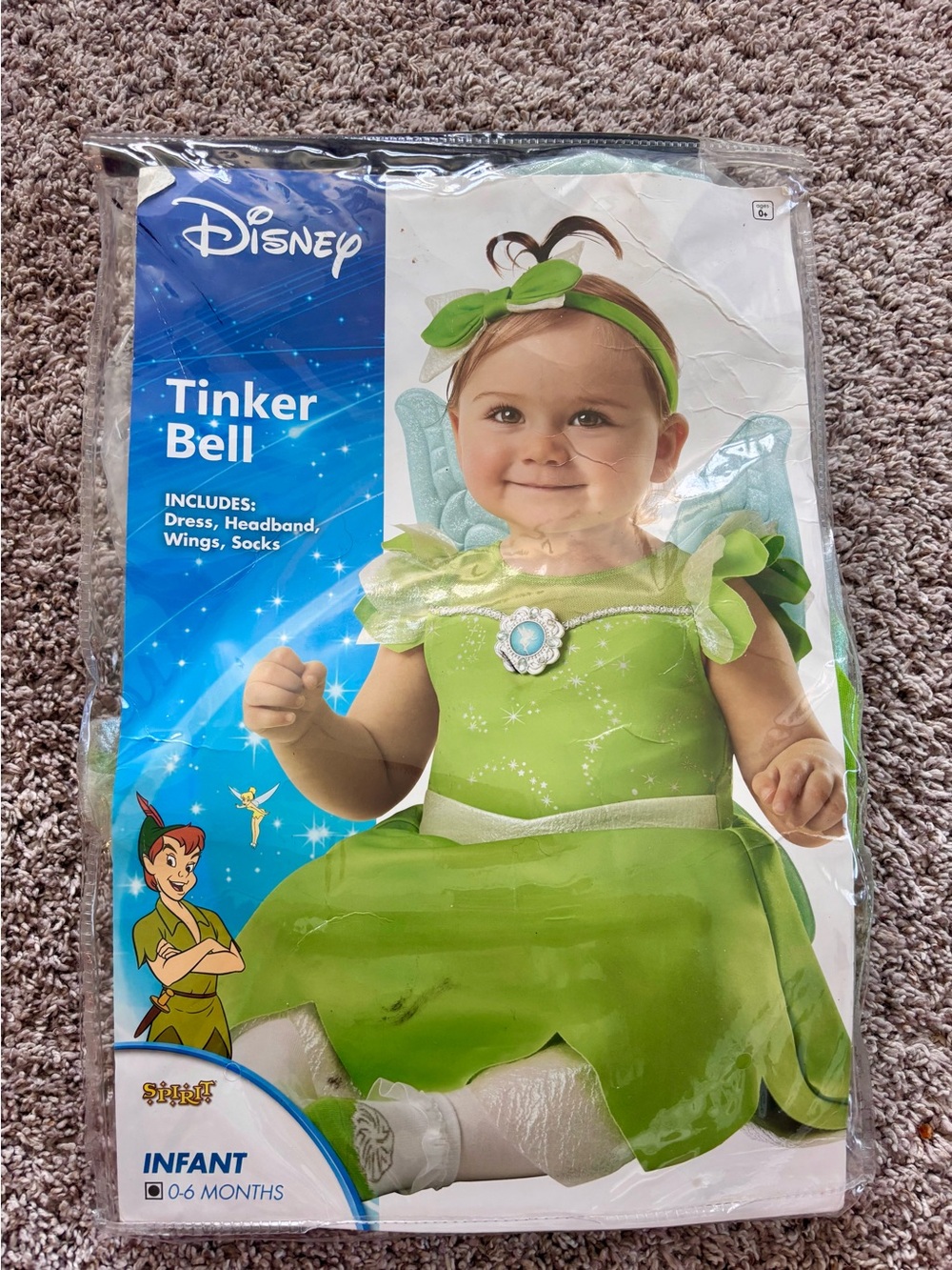 NWT Disney Spirit Halloween Tinker Bell Infant Costume 0-6 Months